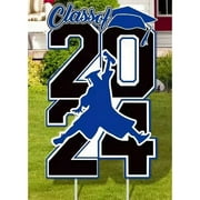 Herrnalise Graduation Decorations Class of 2024,Graduation Yard Sign Waterproof Congrats Grad Class of 2024 Outdoor Lawn Signs with Stakes,High School College Congrats Grad Party Supplies,Blue